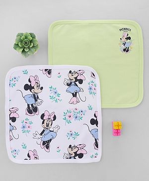 Babyhug DIsney Interlock Knit Hand & Face Towels With Minnie Mouse Graphic Pack of 2 L 27 x B 24 cm - Multicolor