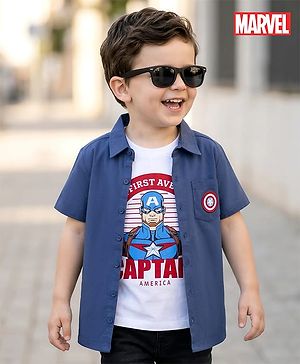 Pine Kids Marvel 100% Cotton Knit Half Sleeves Shirt & T-Shirt With Avengers Graphics - Multicolour