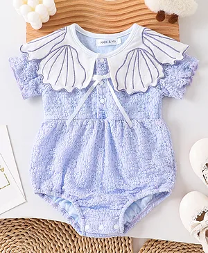 Mark & Mia Half Sleeves Onesie
                              with Embroidery - Purple