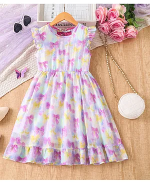 Mark & Mia Sleeveless Frock
                                  With Bow Print - Purple