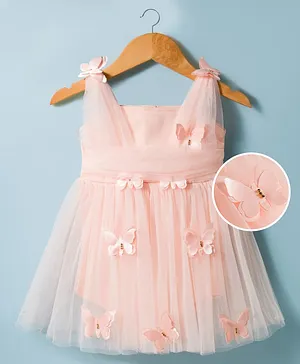 Mark & Mia Woven Sleeveless Party
                              Frock Style Onesie With Butterfly Applique
                              - Pink