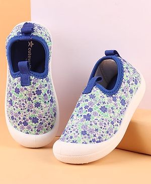 Cute Walk by Babyhug Slip On Casual Shoes with Floral Print - Blue