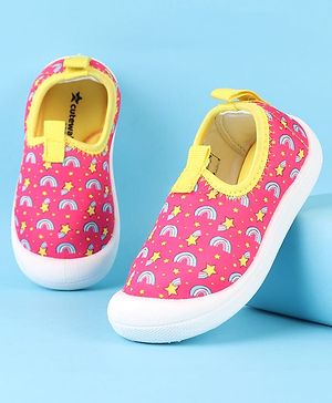 Cute Walk by Babyhug Slip On Casual Shoes with Rainbow Print - Pink & Yellow