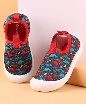 Cute Walk by Babyhug Slip On Casual Shoes with Dino Print - Blue & Red