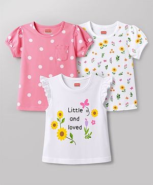 Babyhug Cotton Knit T-Shirts Half Sleeves with Graphics Multi Color 9-12 Months Pack of 3