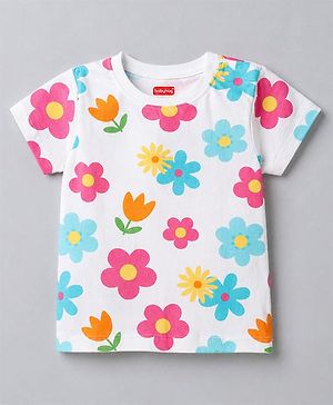 Babyhug Cotton Knit T-Shirt Half Sleeves All Over Printed Multi Color 6-9 Months