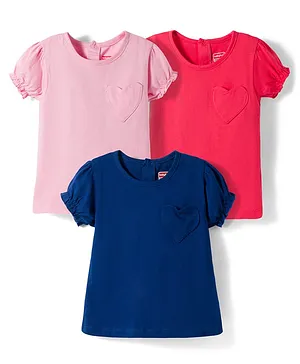 Babyhug Cotton Knit Half Sleeves
                              T-Shirts with Heart Patch Pack of 3 -
                              Multicolor