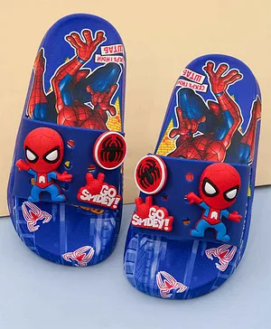 Yellow Bee Marvel Avengers Featuring
                      Spiderman Applique Detailed & Printed Sliders
                      - Blue