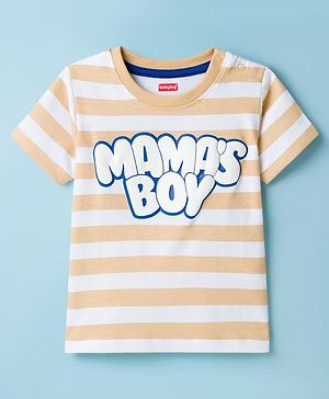 Babyhug Cotton Knit T-Shirt Striped with Graphics Multi Color 6-9 Months