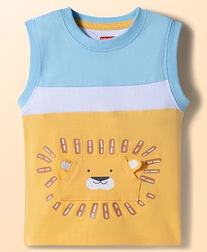 Babyhug Cotton Knit T-Shirt Sleeveless with Graphic Print Multi Color 12-18 Months