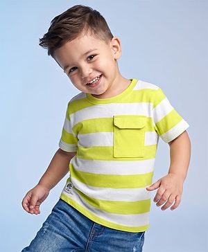 Babyhug 100% Cotton Knit Half Sleeves Striped T-Shirt -Multicolor