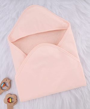 Babyhug Terry Knit Solid Colour Towel with Hooded L 80 X B 76 cm - Light Pink