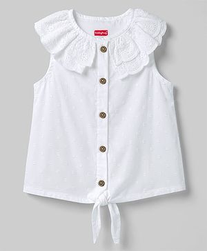 Babyhug Cotton Woven Sleeveless Top with Schiffli Detailing White 12-18 Months