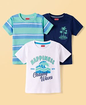 Babyhug Cotton Knit T-Shirts Half Sleeves with Graphics Multi Color 6-9 Months Pack of 3