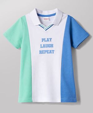 Babyhug Cotton Knit T-Shirt Half Sleeves Polo Neck with Graphic Print Multi Color 6-9 Months