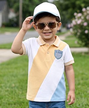 Babyhug Cotton Knit Polo T-Shirt with Badge Detailing Multi Color 6-9 Months