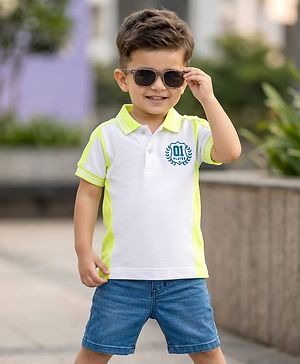 Babyhug Cotton Knit Half Sleeves Polo T-Shirt with HD Print - Multicolor