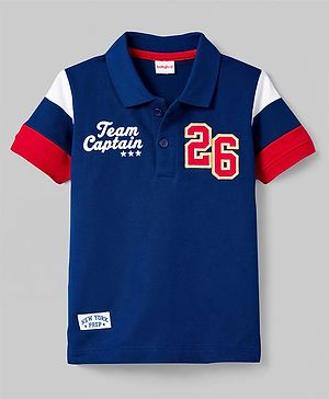 Babyhug Cotton Knit Polo T-Shirt with HD Printed Graphics Multi Color 6-9 Months