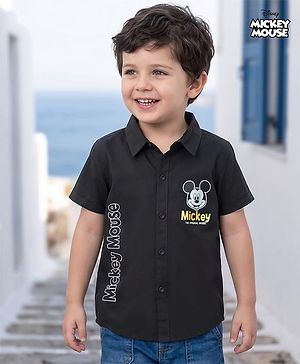 Babyhug Disney Cotton Woven Shirt Half Sleeves with Mickey Mouse Graphics Black 9-12 Months