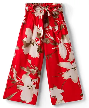 CrayonFlakes Rayon Woven Floral
                              Printed Palazzo - Orange