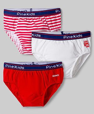 Pine Kids Cotton Elastane Knit Printed Briefs Pack of 3 - Multicolor
