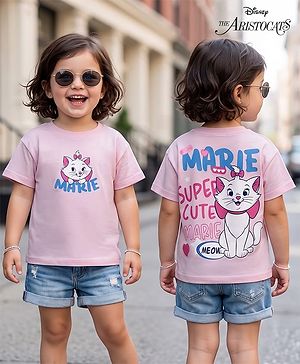 Bonfino Disney Single Jersey Knit Half Sleeves T-Shirt With Front & Back Aristocats Marie Graphics  - Pink
