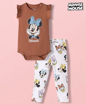 Babyoye Disney Interlock Knit Frill
                              Sleeves Onesie with Leggings & Minnie
                              Mouse Graphic - Multicolor