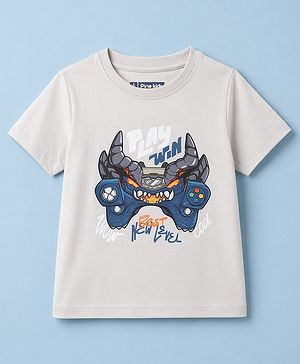 Pine Kids Cotton Knit T-Shirts Graphic Print Round Neck Grey 4-5 Years