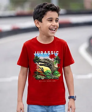 Pine Kids Cotton Knit T-Shirt Graphic
                              Print Half Sleeves Round Neck Red 5-6
                              Years