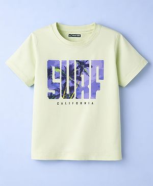 Pine Kids Cotton Knit T-Shirts Half Sleeves Round Neck Graphic Limegreen 4-5 Years