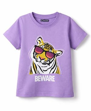 Pine Kids Cotton Knit T-Shirts Half Sleeves Round Neck Graphic Print Purple 4-5 Years
