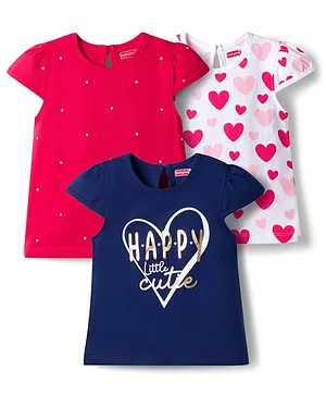 Babyhug Cotton Knit Half Sleeves
                              T-Shirts With Heart & Star Print Pack
                              of 3 - Multicolor