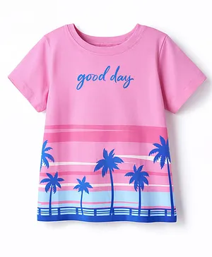 Pine Kids Cotton Knit T-Shirts Round
                              Neck Half Sleeves Pink 4-5 Years