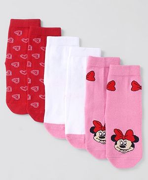 Cute Walk by Babyhug Knit Anti-Bacterial Ankle Length Socks With Disney Character Graphics Pack of 3 - Multicolor