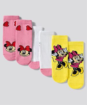 Cute Walk by Babyhug Knit Anti-Bacterial Ankle Length Socks With Disney Character Graphics Pack of 3 - Multicolor