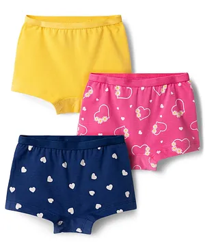 Babyhug 100% Cotton Single Jersey Knit
                      Bloomers With Heart Print Pack of 3 - Multicolor