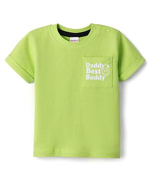 Babyhug Cotton Knit T-Shirts Half Sleeves Structured with Graphics Limegreen 6-9 Months