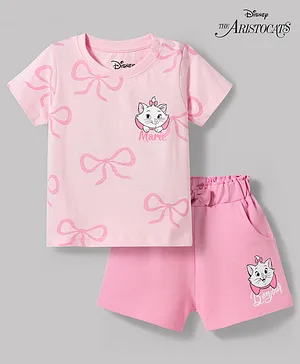 Babyhug Disney Single Jersey Knit
                              Half Sleeves T-Shirt & Shorts Set with
                              Marie Graphics - Pink