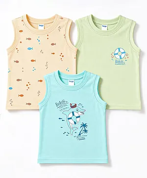Tango Cotton Knit Sleeveless T-Shirts Blue 18-24 Months Pack of 3