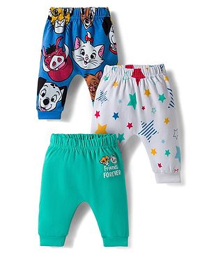 Babyhug Disney 100% Cotton Knit Diaper Legging With 101 Dalmatian Graphic Pack of 3 - Multicolour