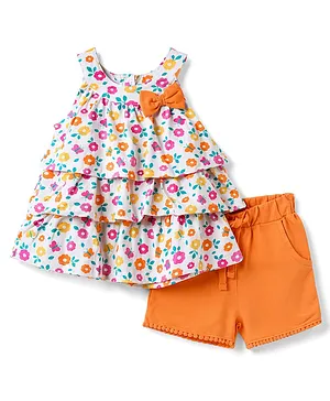 Babyhug Single Jersey Knit Sleeveless
                              Top & Shorts Set With Floral Print -
                              Multicolor