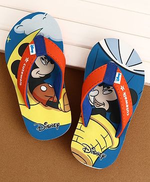 Cute Walk by Babyhug Disney Flip Flops With Mickey Mouse Print - Blue & Red