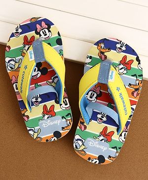 Cute Walk by Babyhug Disney Back Strap Closure Flip Flops With Mickey & Friends Print - Blue & Yellow