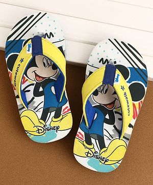 Cute Walk by Babyhug Disney Flip Flops With Mickey Mouse Print - Blue & Yellow
