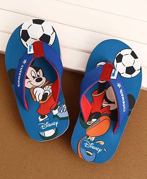 Cute Walk by Babyhug Disney Flip Flops With Mickey Mouse Print - Blue & Red