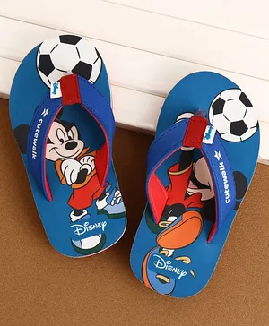 Cute Walk by Babyhug Disney Flip Flops With
                      Mickey Mouse Print - Blue & Red