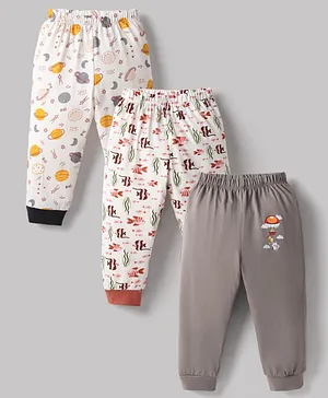 OHMS Single Jersey Knit Full Length
                              Sea Life & Space Theme Printed Lounge
                              Pants Pack Of 3 - Multi Color