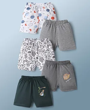 OHMS Single Jersey Knit Knee Length Printed
                      Shorts Pack of 5 - Multicolor