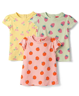 Babyhug Cotton Knit Half Cap Sleeves
                              T-Shirts with Fruit Print Pack of 3 -
                              Multicolor
