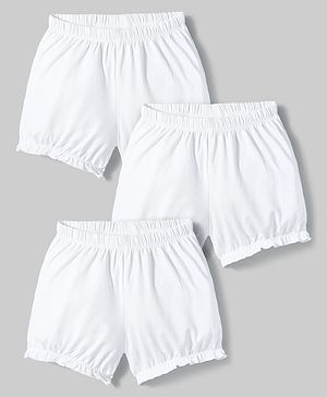 Pine Kids Cotton Lycra Knit Solid Bloomers Pack Of 3 - White